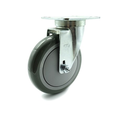 Service Caster SCC - 5" x 1.25" Gray Polyurethane Wheel Swivel Caster - 350lbs/Caster SCC-20S514-PPUB-TPU1